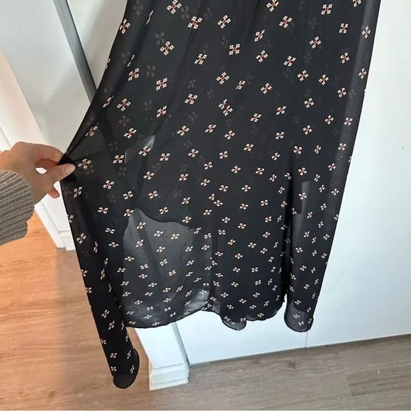 Maje Ritunia Black Long Sleeve Sheet Asymmetrical Dress